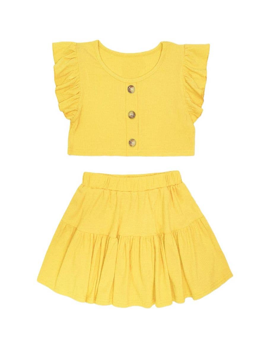 Girls 2 pc Ribbed Skirt Set