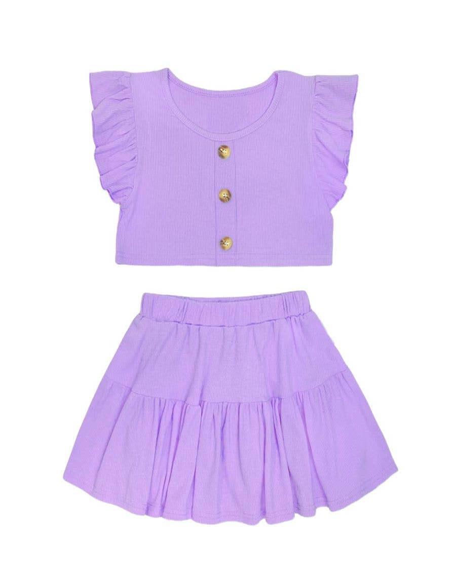 Girls 2 pc Ribbed Skirt Set