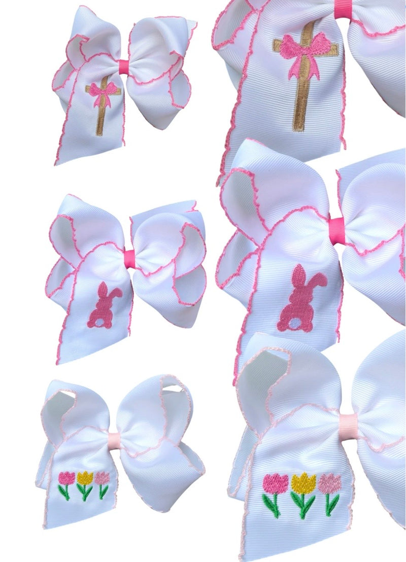 Easter Embroidered Hair Bow