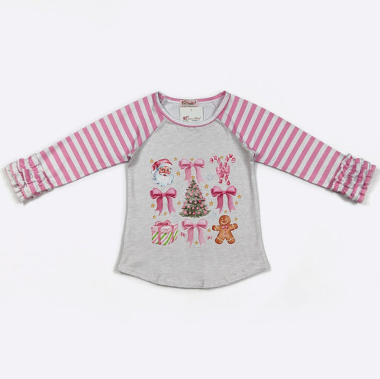Pink Santa Raglan Tee