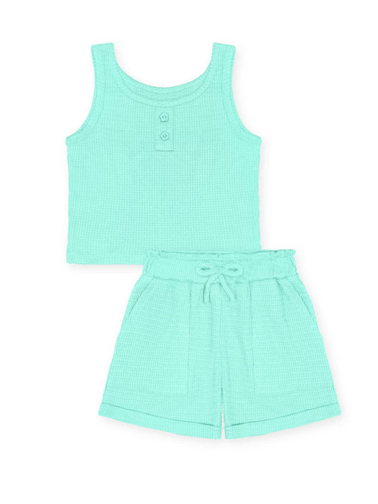 Girl's 2 pc Waffle Knit Short Set
