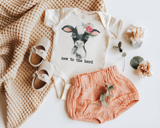 New to the Herd Cow Natural Color Baby Bodysuit