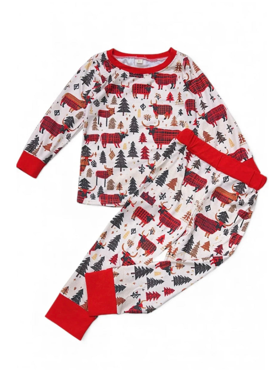 plaid Bull Printed Pajamas