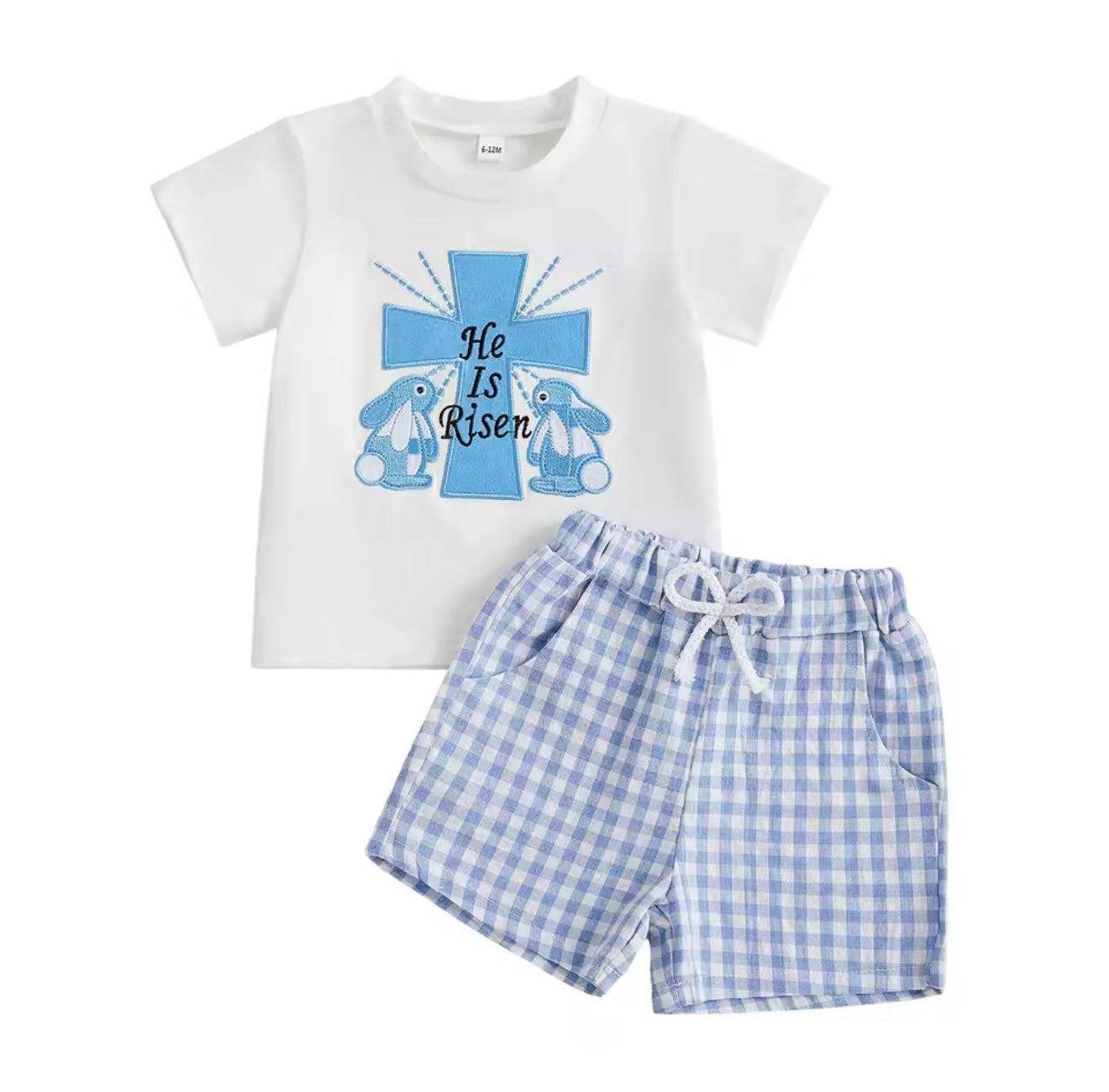 Hi Is Risen Plaid Short Set