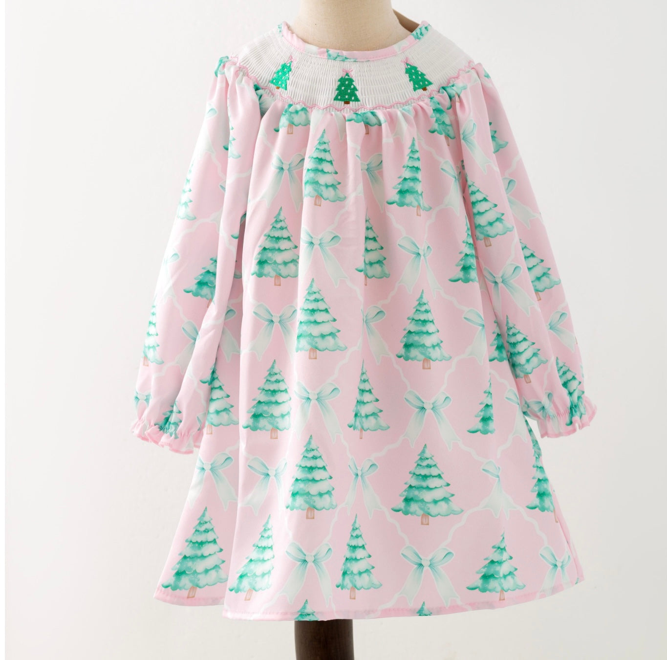 Pink Tree Smocked Dress