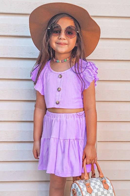 Girls 2 pc Ribbed Skirt Set